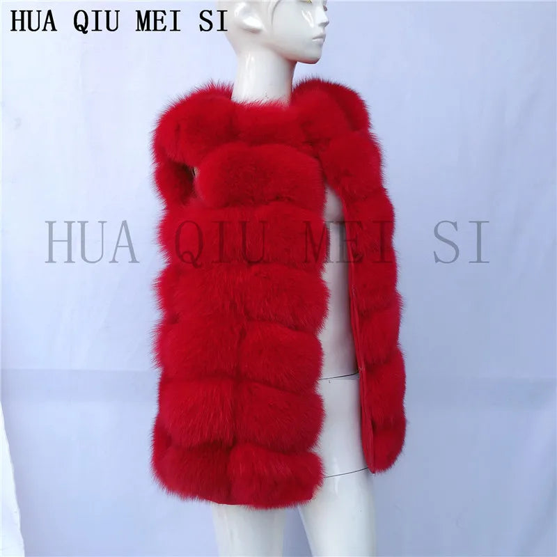 Natural fox fur vest ladies winter autumn coat warm vest made of natural fur wom - View 66