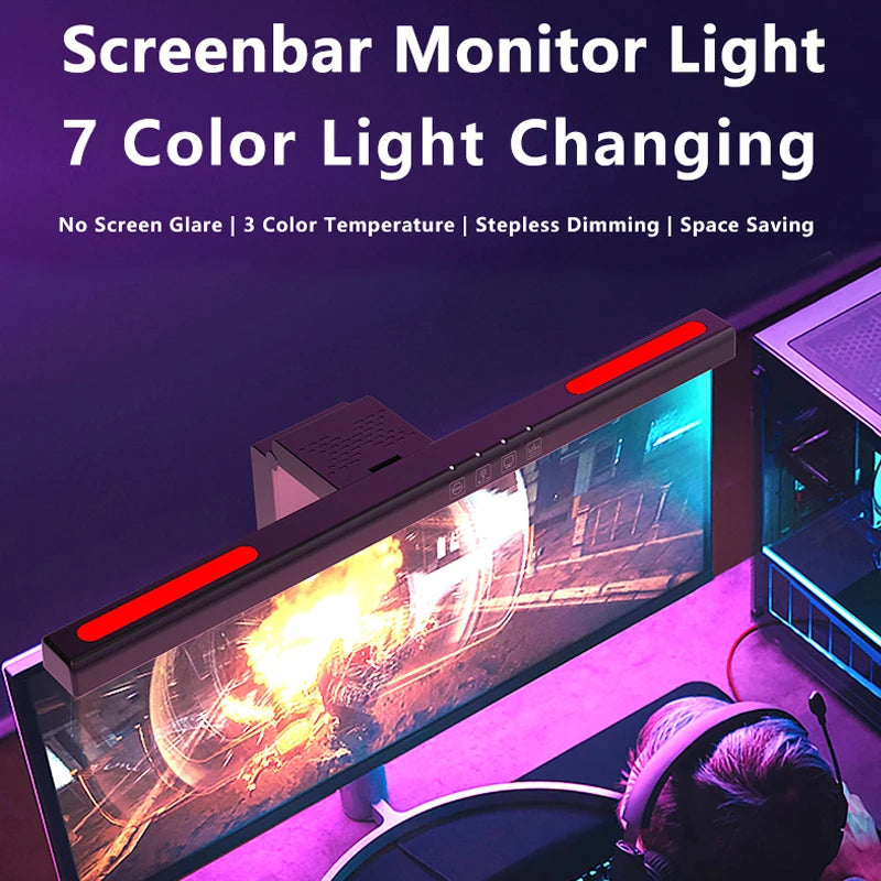 Curved Screen Hanging Light Bar RGB Desktop Background Atmosphere Lamp 3-Color E - View 4