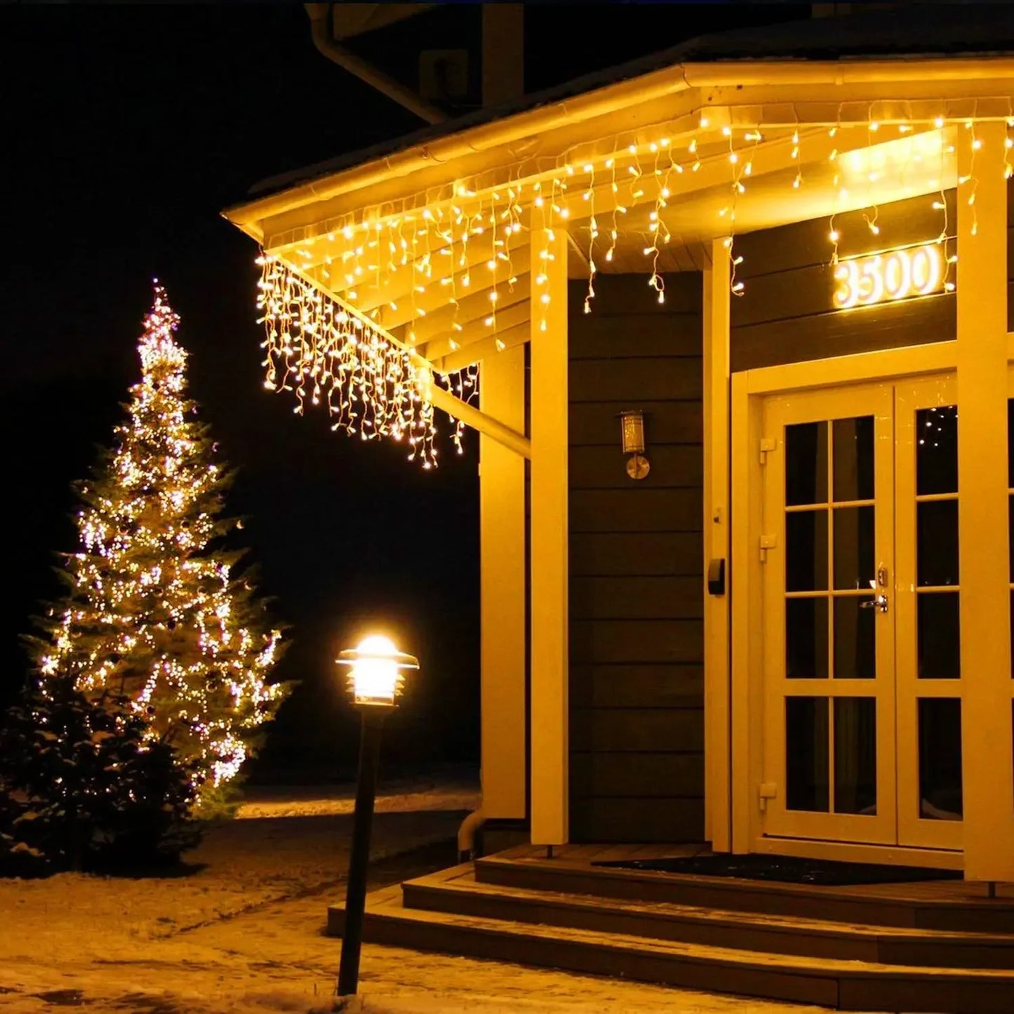 Christmas Waterfall Led Curtain Icicle Light 5M Eaves Decors Outdoor Fairy String Lights Wedding Party Patio Decor Garden ...