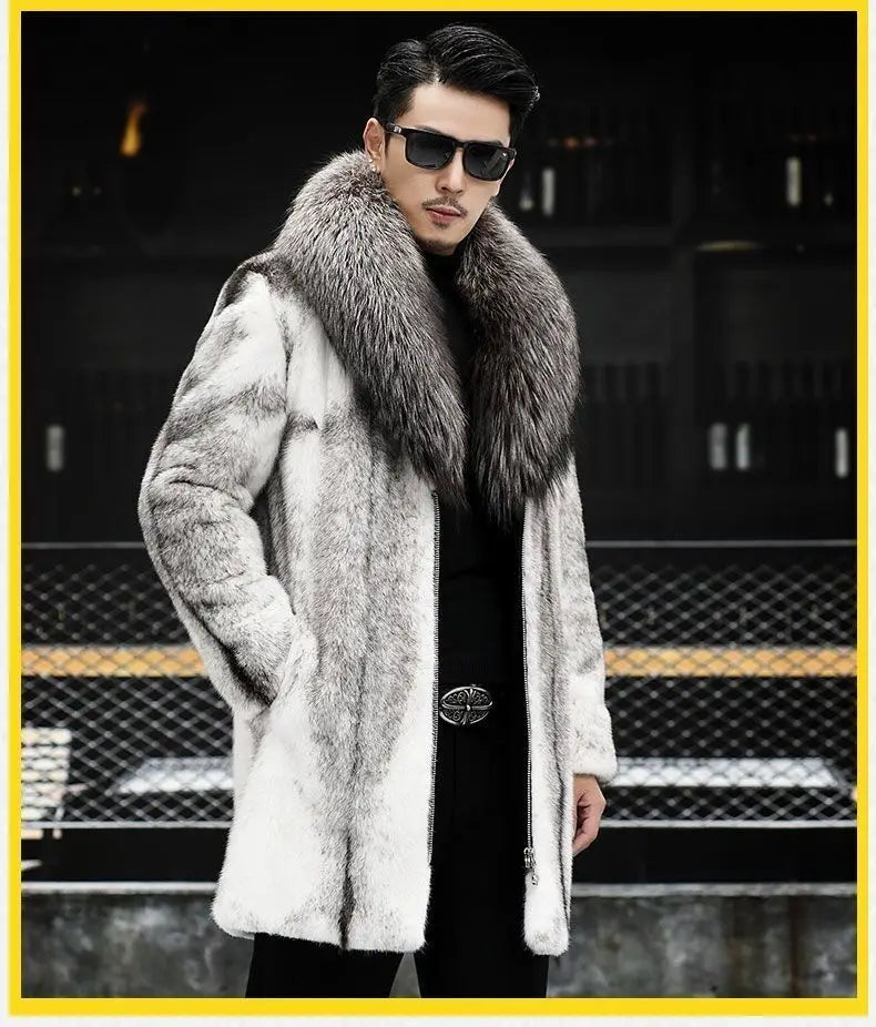 -10 degrees Celsius cold resistant and warm mink fur coat for men's wi - Interior Detail