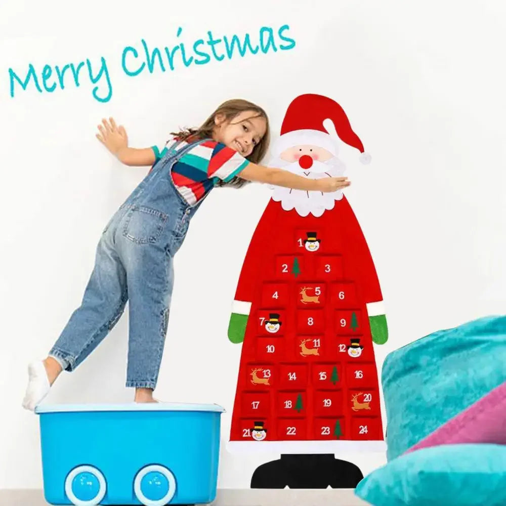Christmas Felt Tree Advent Calendar Countdown Wall Hanging Festive Dec - Alternative Angle