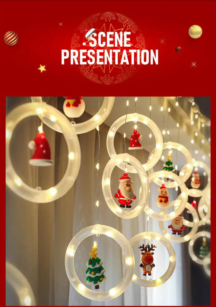 Christmas Led Decorative Lights Strip Star Curtain Lights Christmas Tr - Color Variant