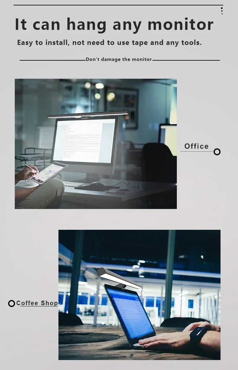 50 CM LED Computer Monitor Light Bar For Learning/Reading Dimming Nigh - Usage View
