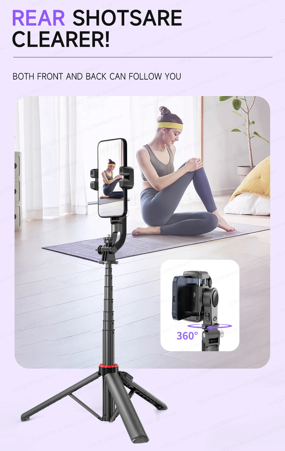AI Tracking Deskpot Gimbal Tripod with Extendable Selfie Stick for Mob - View 26