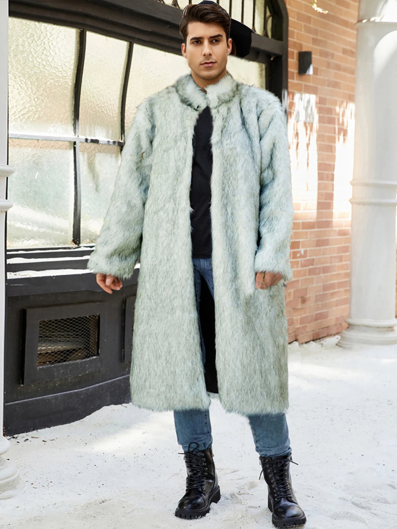 Men's Winter Coat Warm and Soft Faux fur Coat Perfecto for Men Fashion and Gorge - Detail View