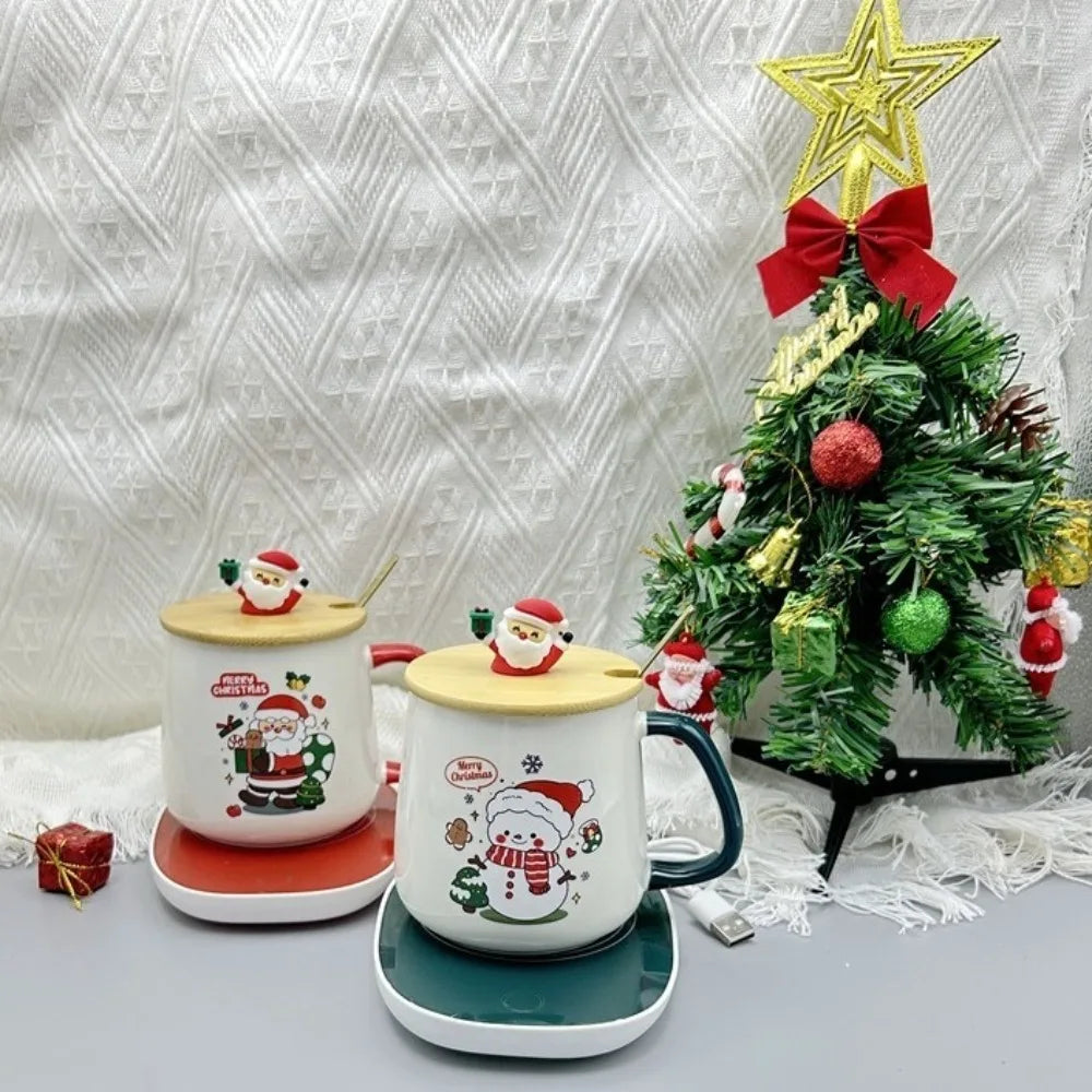 New Merry Christmas Gifts Kit Wooden Lid Santa Claus Pattern Ceramic Mug Snowman - View 11