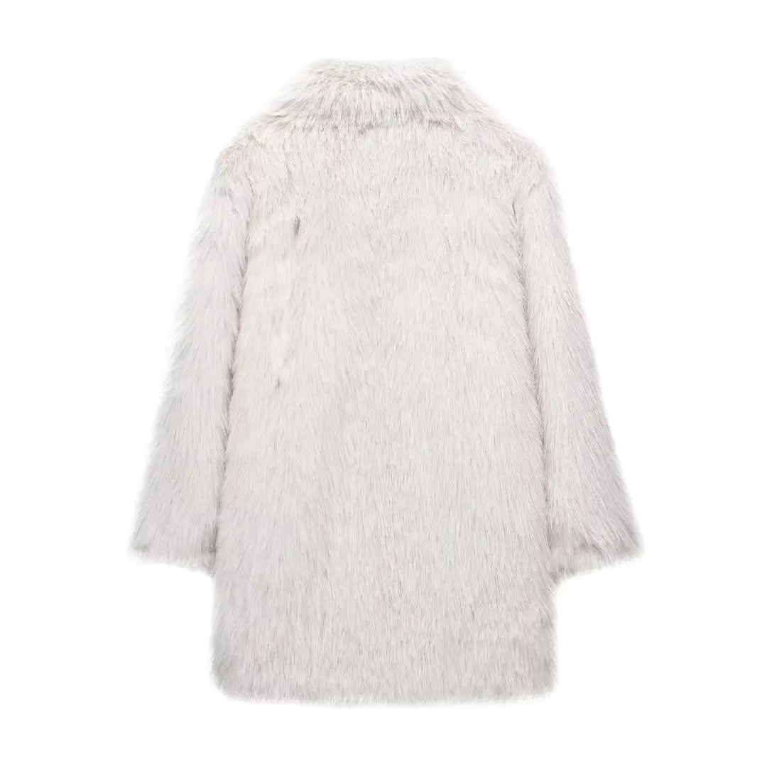 Faux Fur Coats Women Mid Length Turn Down Collar Coat Thick Warm Y2k Streetwear - View 27