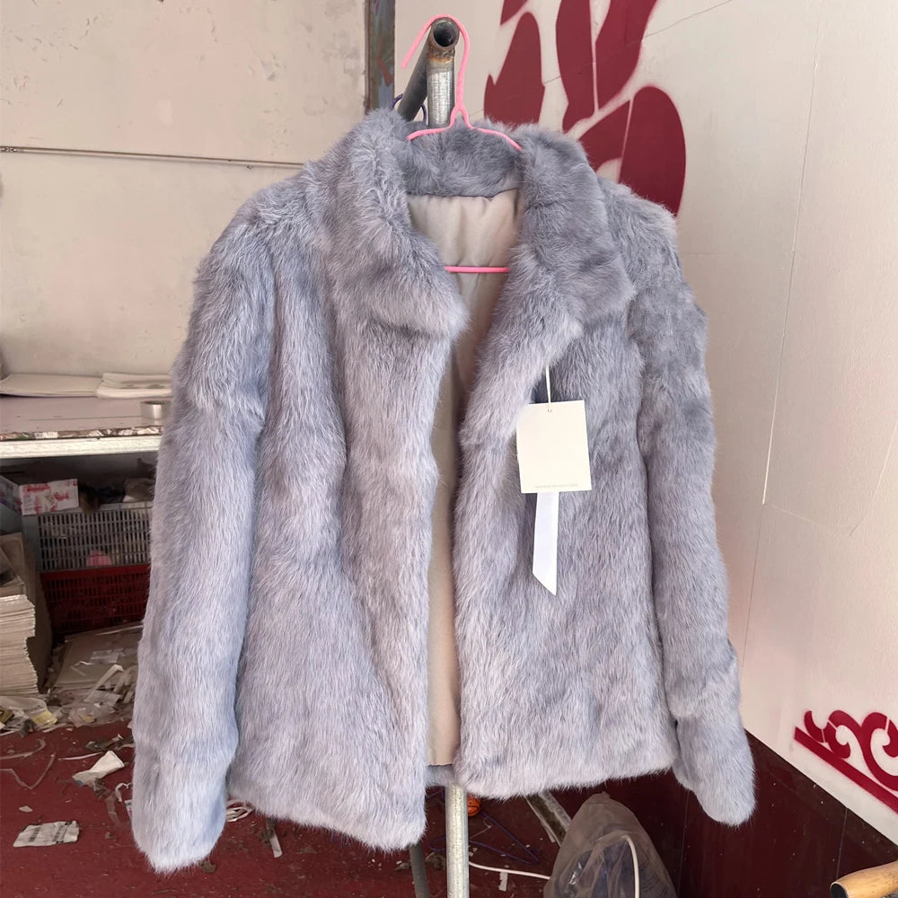 Fancy Rani Natural Rabbit Fur Coat Women Winter Jacket Real Leather And Fur Wome - View 63