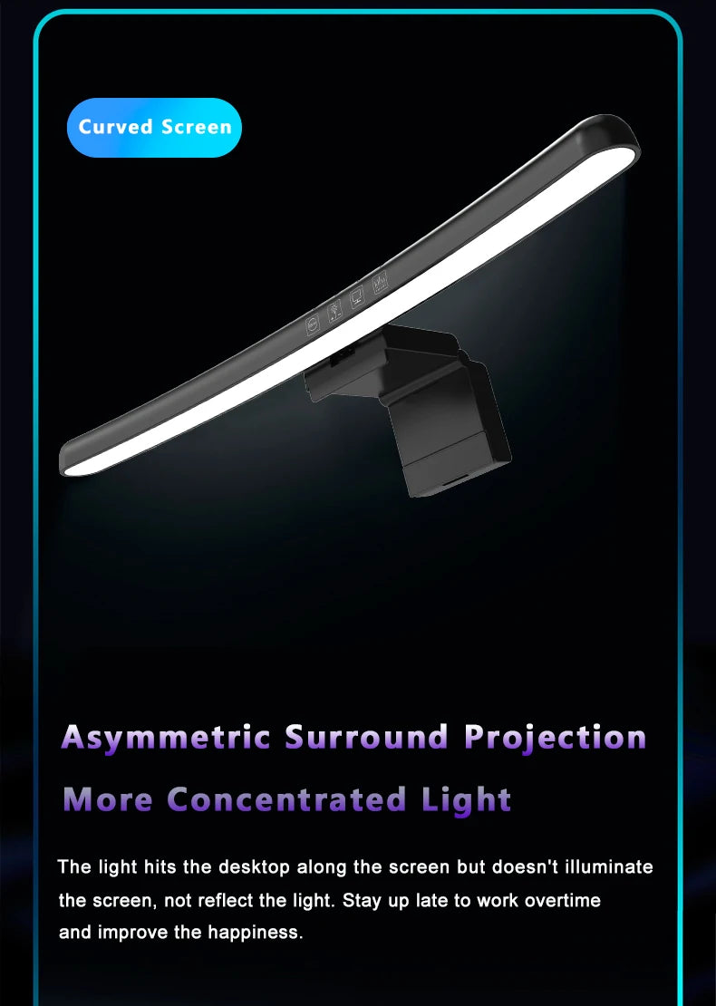 Curved Screen Hanging Light Bar RGB Desktop Background Atmosphere Lamp 3-Color E - View 22