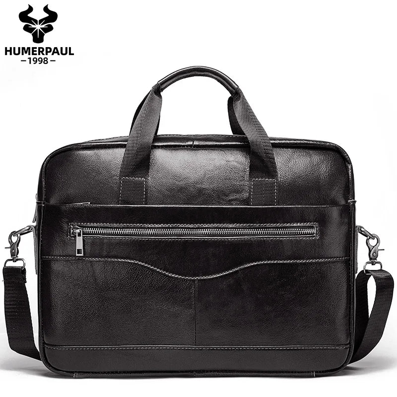Genuine Leahther Men Briefcase Portable Office Handbag for L...