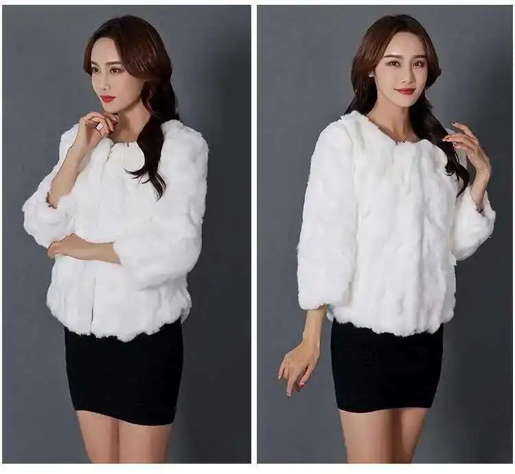 Real Rabbit Fur Coat Women Winter Jacket Short Loose Size Thick Warm Fluffy Coat - View 28