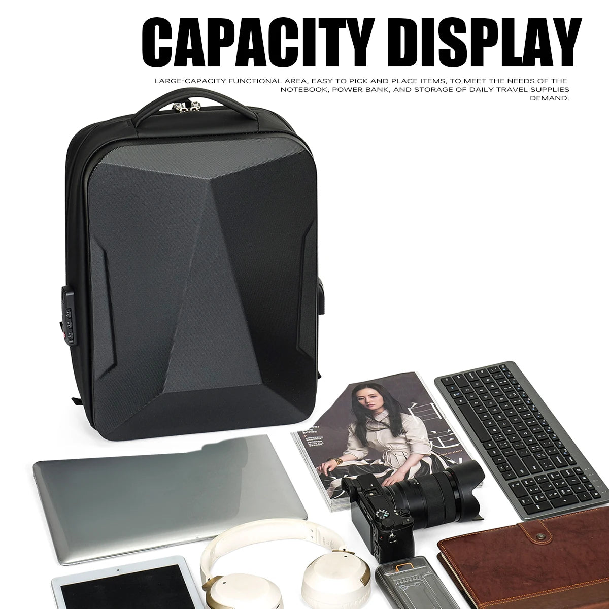 Backpack Men's Expandable Computerbag Large Capacity Business Travel B - Side View