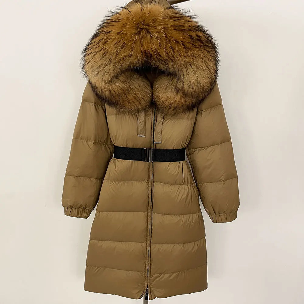 OFTBUY New Winter 2024 Real Fur Coat Women Warm 90 White Duck Down Coat Hooded N - View 12