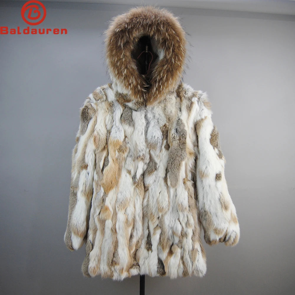 2025 Winter Women Rabbit Fur Coat Real Genuine Rabbit Fur Jacket With - Main View