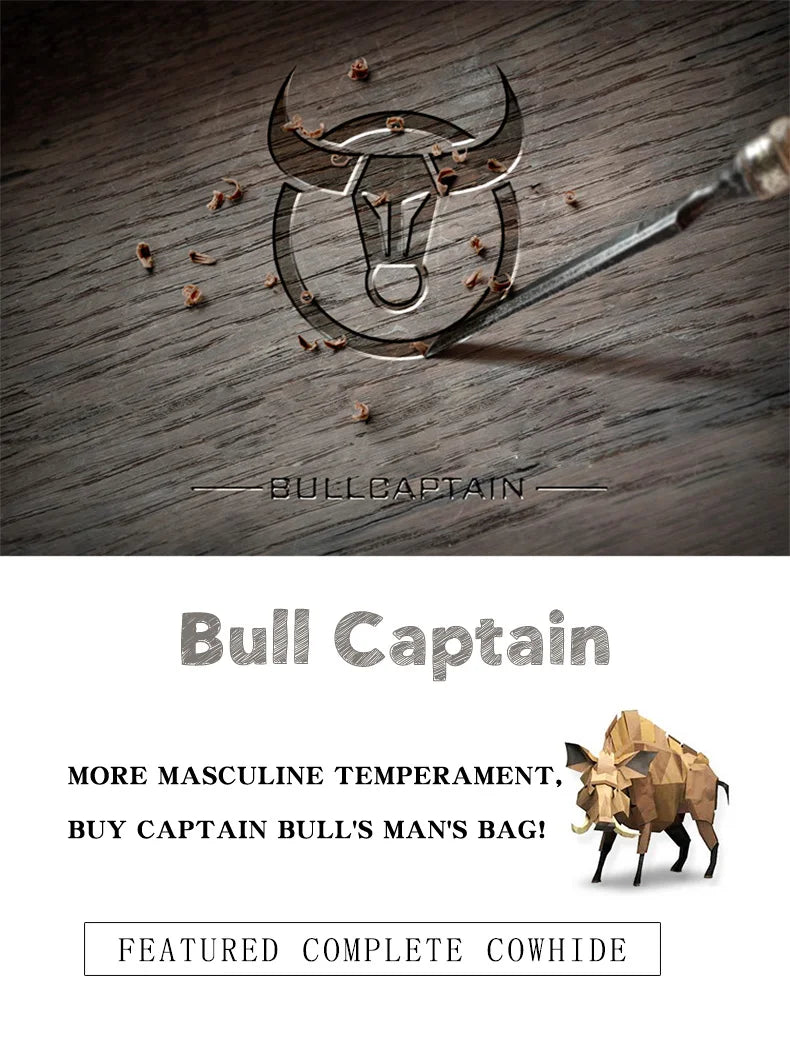 BULLCAPTAIN Leather Laptop Bag, Top Layer Leather 15" Laptop Bag Men's - Interior View