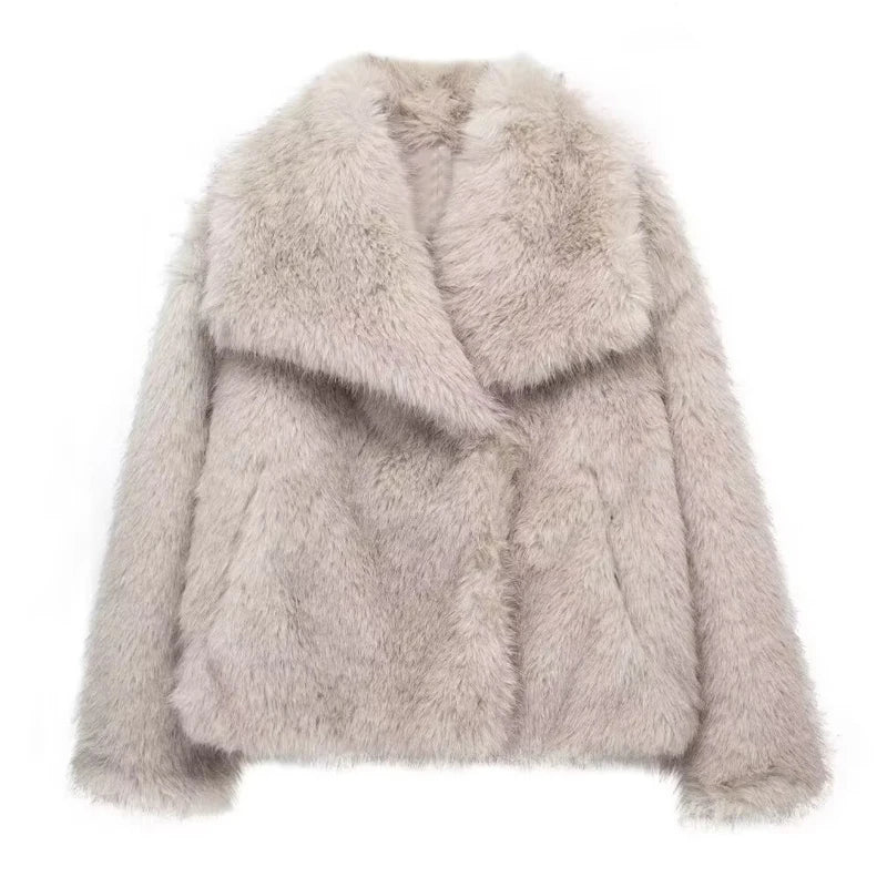 HXAO White Faux Fur Coat 2024 Woman New in coats Autumn Winter Fur Plush Fluffy - View 15