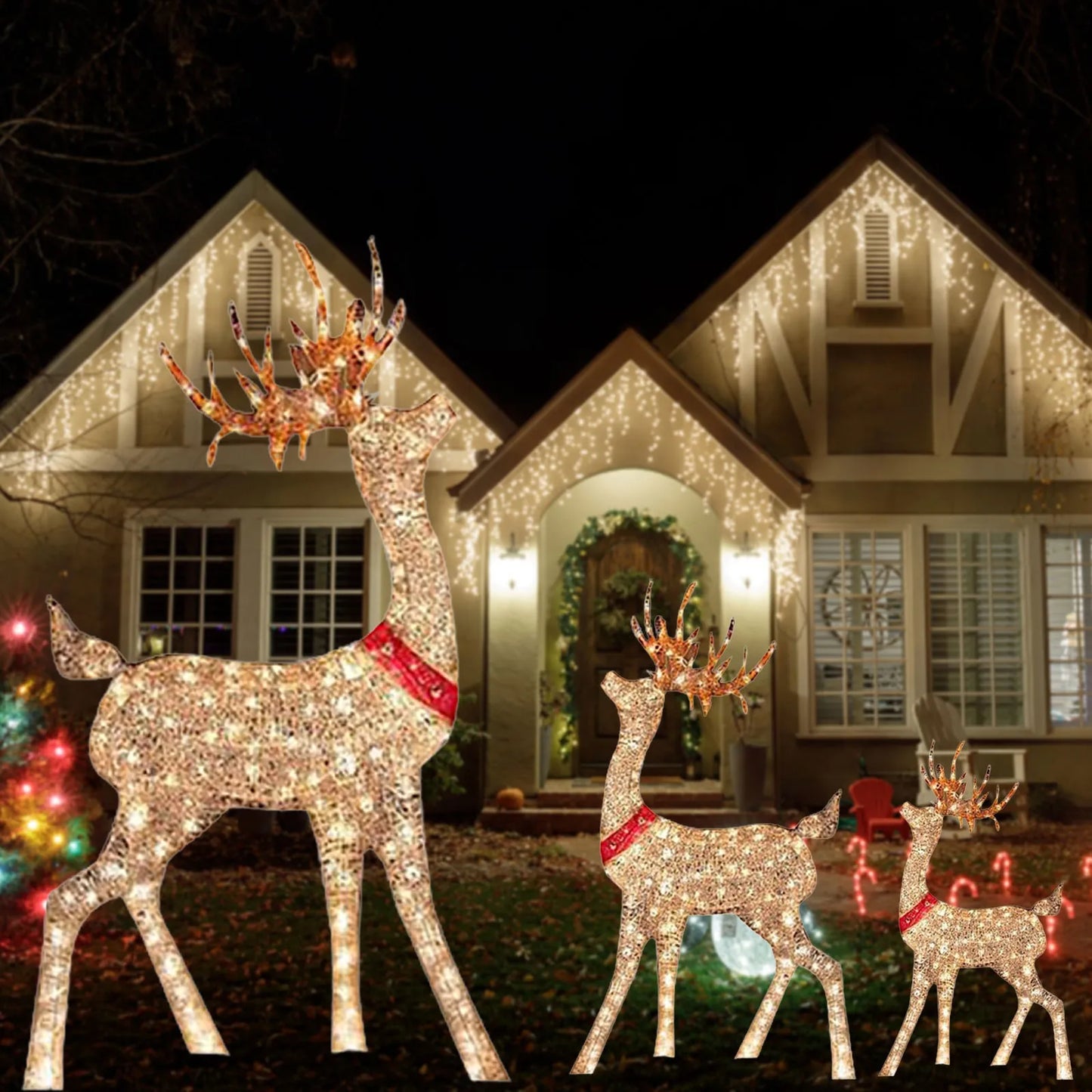 Christmas Outdoor Cute Deer Lighting ,Lighted Christmas Deer Sleigh Ou - Back View