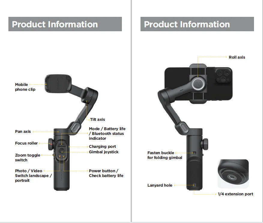 AOCHUAN 3-Axis Handheld Gimbal Stabilizer for Smartphone with Fill Lig - Texture Detail