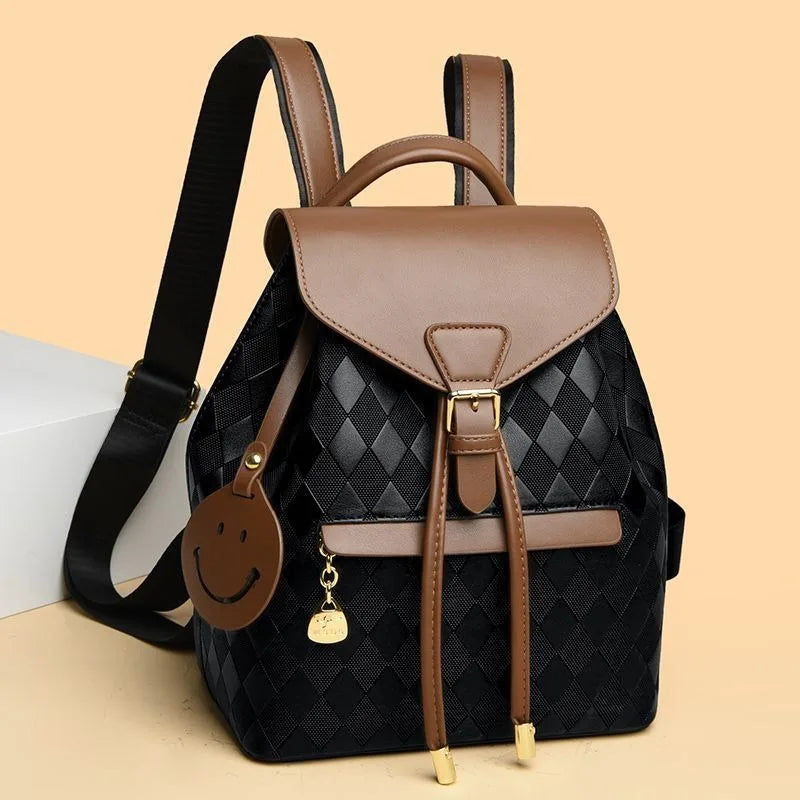 Women Backpack Soft Pu Leather Black Casual Multifunctional College Bag Capacity - View 6
