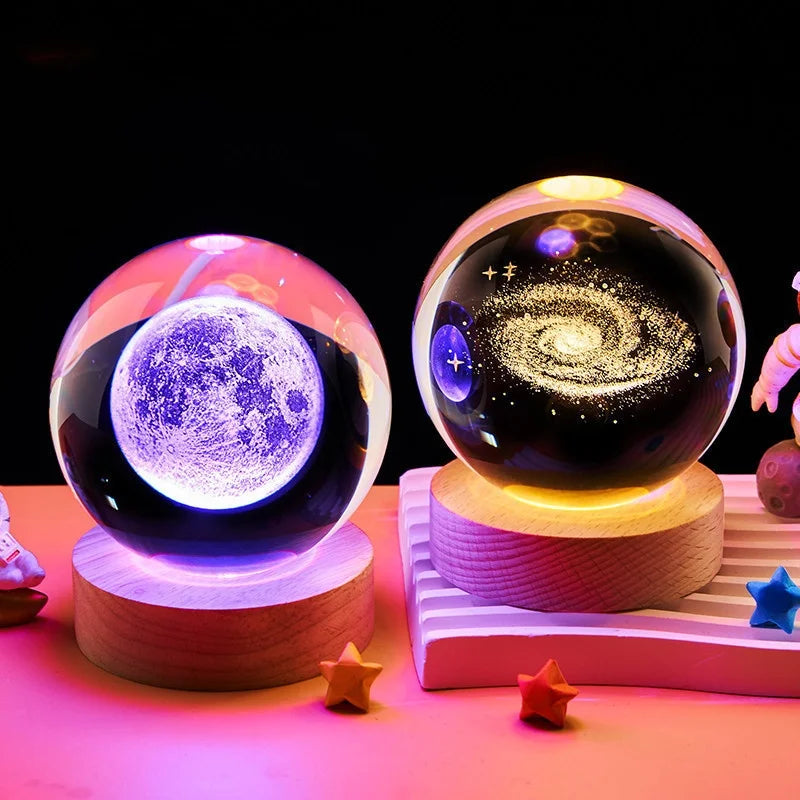 【Customized 8cm】Creative Gifts Laser Engraving Crystal Ball Night Lamp 2D Night - View 4