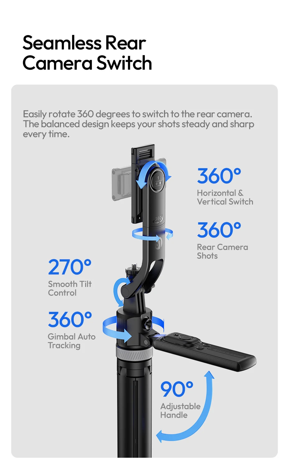 Ulanzi TT23 Auto-Tracking Selfie Stick Tripod for Travel Vlo...