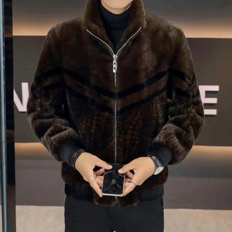 High Quality Gold Mink Fur Thick Woolen Fur Jacket Jaqueta De Couro Masculina Wi - View 4