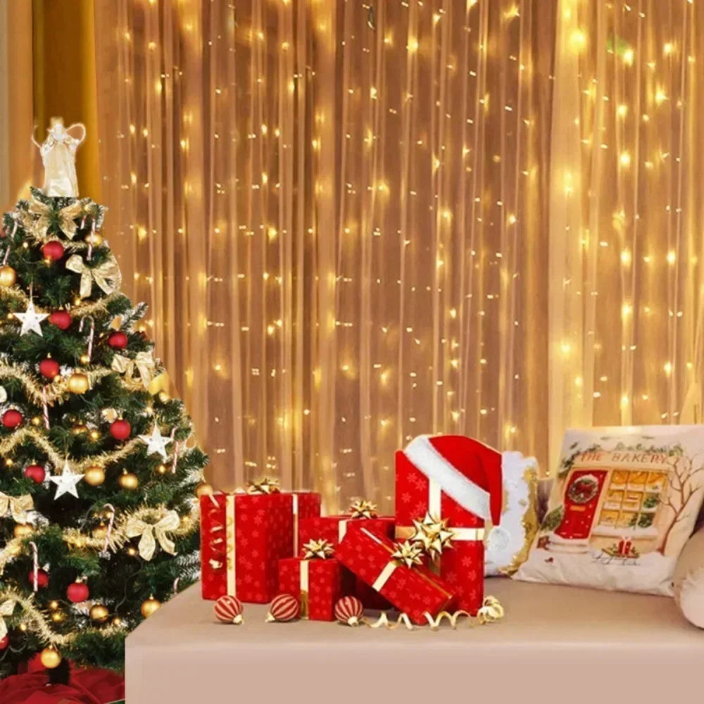 Christmas Lights Curtain Garland Merry Christmas Decorations For Home - Side View