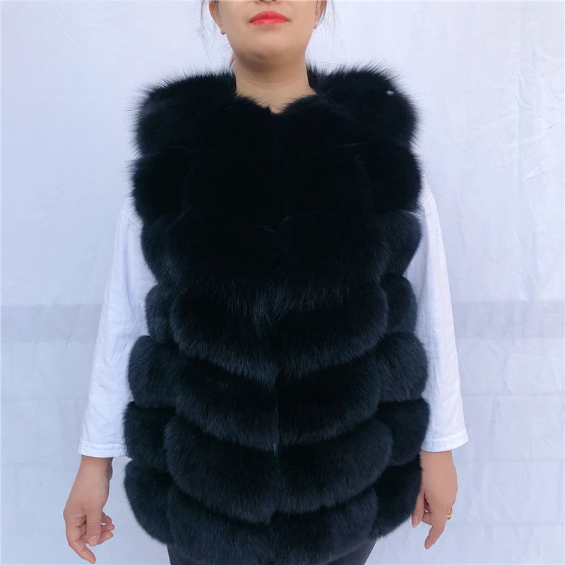 Natural fox fur vest ladies winter autumn coat warm vest made of natural fur wom - View 8