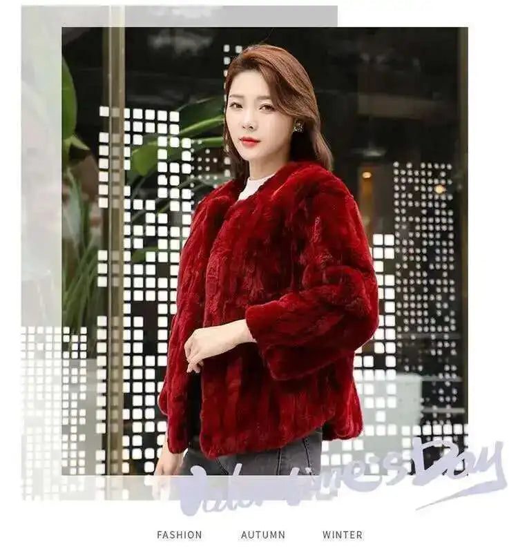 Real Rabbit Fur Coat Women Winter Jacket Short Loose Size Thick Warm Fluffy Coat - View 15