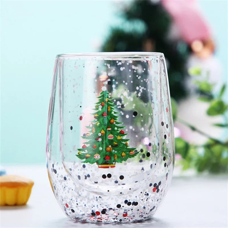 Christmas Double Wall Glass Cup Heat-resistant Water Cup Christmas Tre - Construction Detail