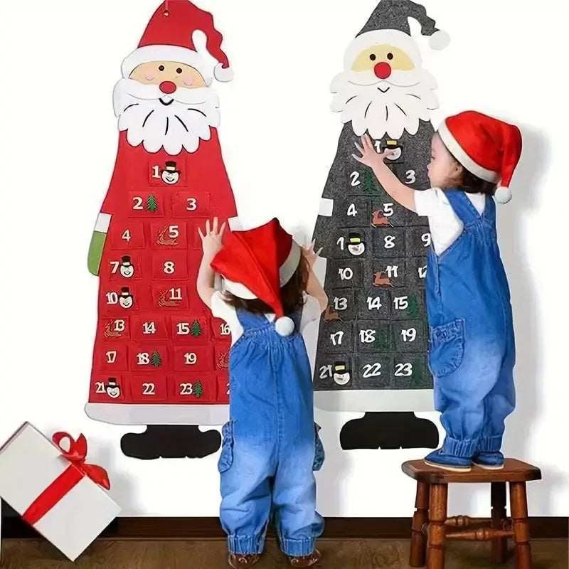 Christmas Felt Tree Advent Calendar Countdown Wall Hanging Festive Dec - Back View