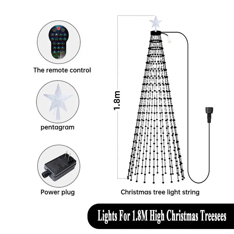 Smart Christmas Tree Lights App DIY Text Pictures Music Rhythm LED RGB String Li - Back View