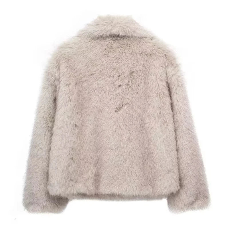 HXAO White Faux Fur Coat 2024 Woman New in coats Autumn Winter Fur Plush Fluffy - View 8