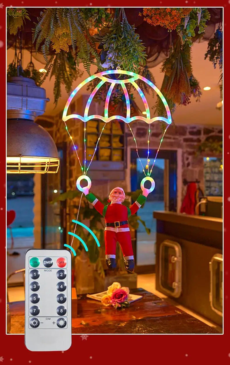 Christmas Parachute Light with Santa Claus 8 Mode Hanging Xmas Lamp fo - Full View