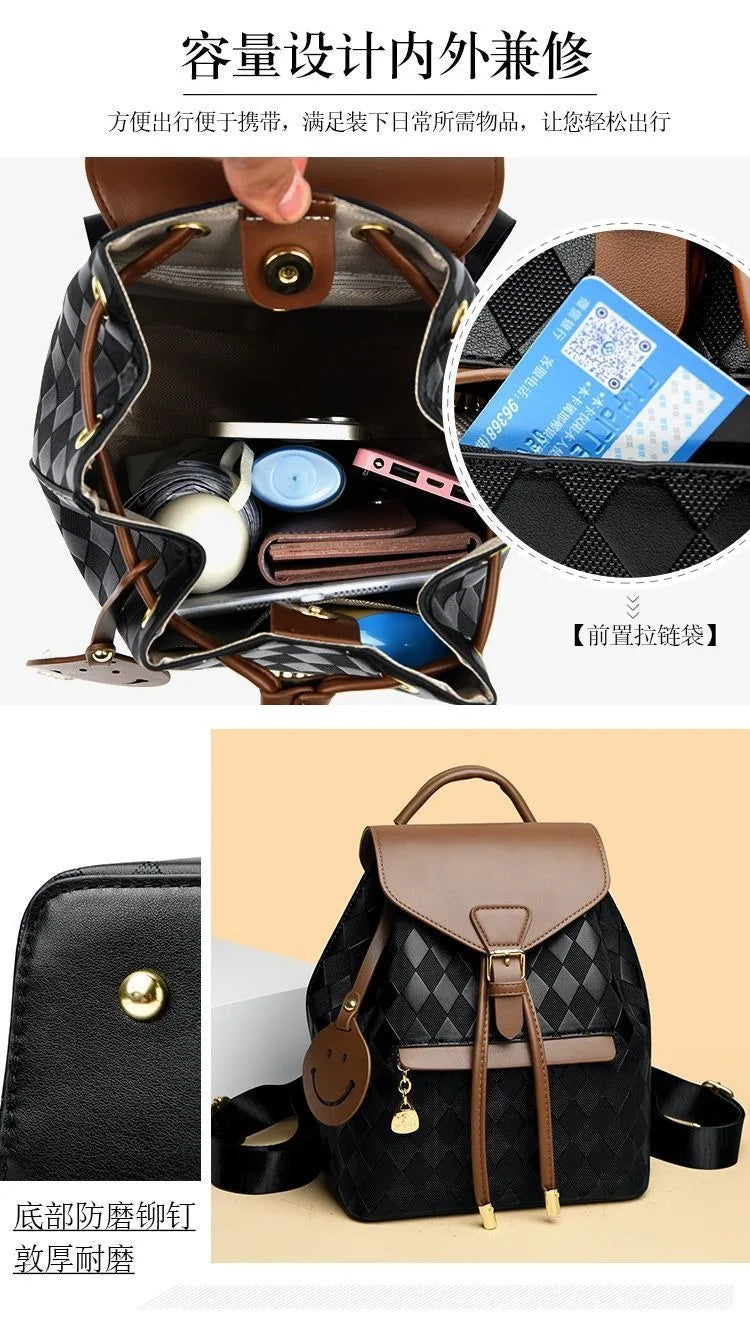 Women Backpack Soft Pu Leather Black Casual Multifunctional College Bag Capacity - View 14