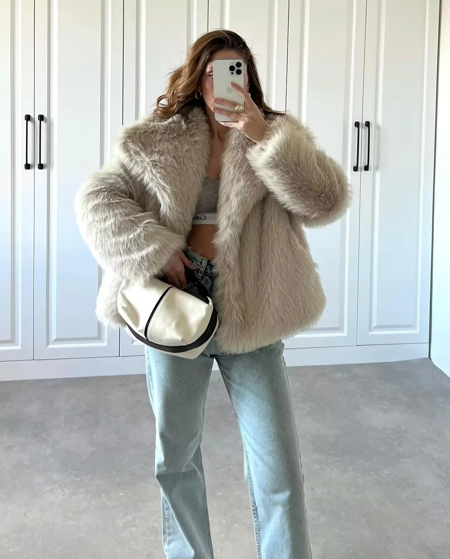 HXAO Winter Faux Fur Coat 2024 Woman New in coats Autumn Fur Plush Fluffy Jacket - View 9
