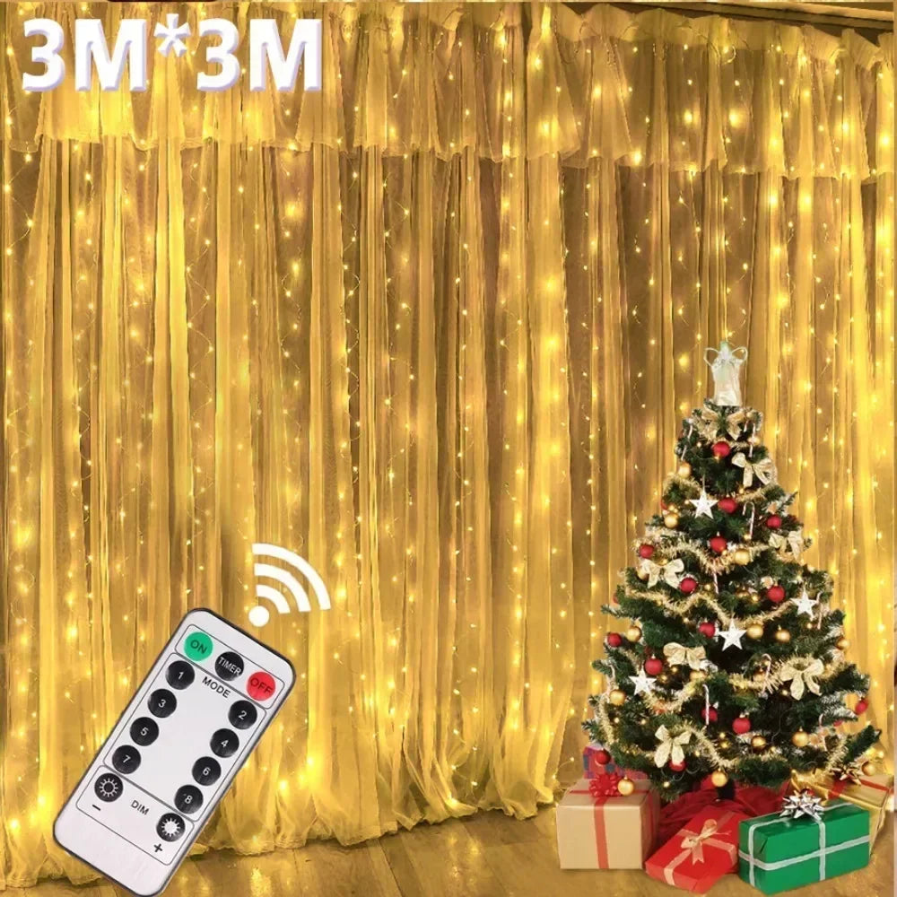 Christmas Lights Curtain Garland Merry Christmas Decorations For Home - Interior View