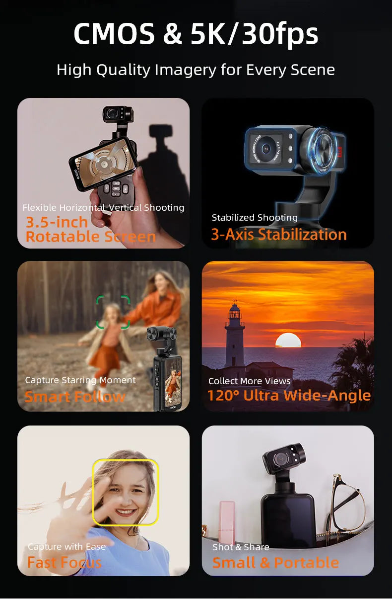ORDRO M5 Action Camera 4k Handheld Pocket Digital Camcorder 3-axis Gimbal Stabil - View 7