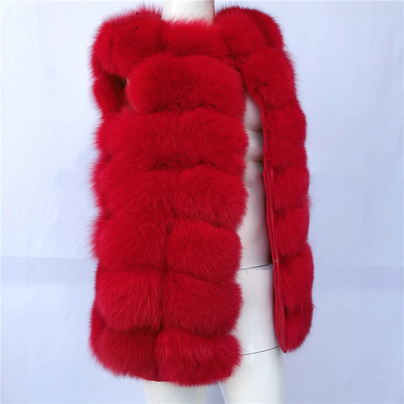 Natural fox fur vest ladies winter autumn coat warm vest made of natural fur wom - View 55