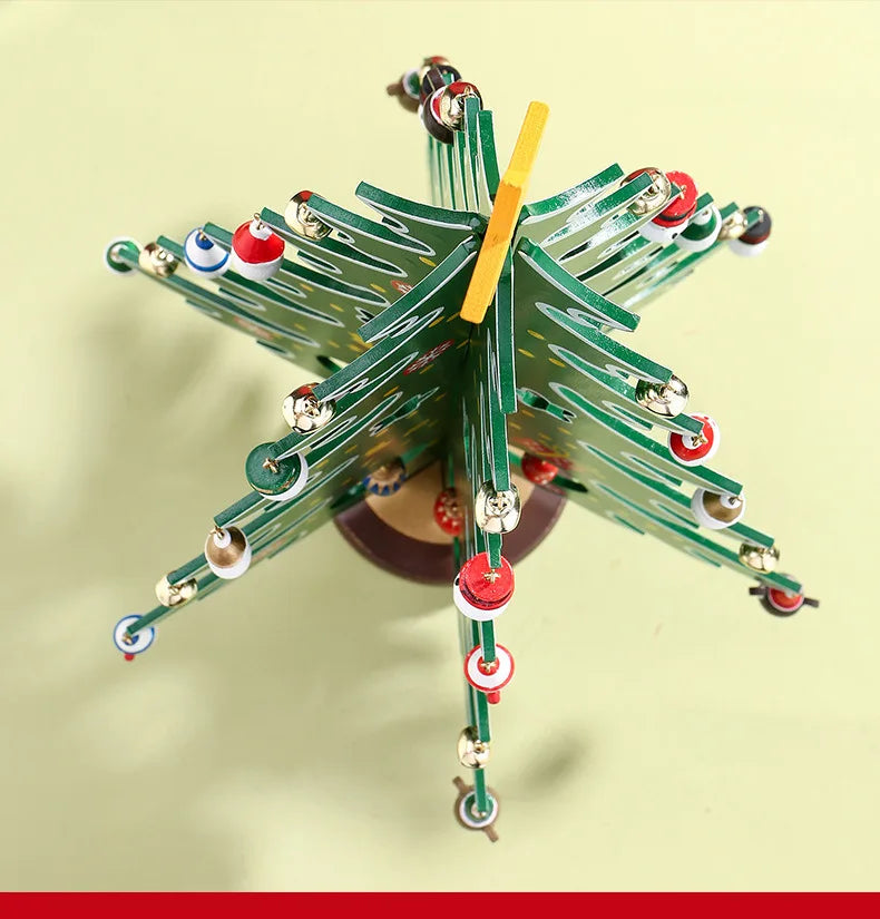 Christmas decorations small mini wooden Christmas tree DIY three-dimen - Full View