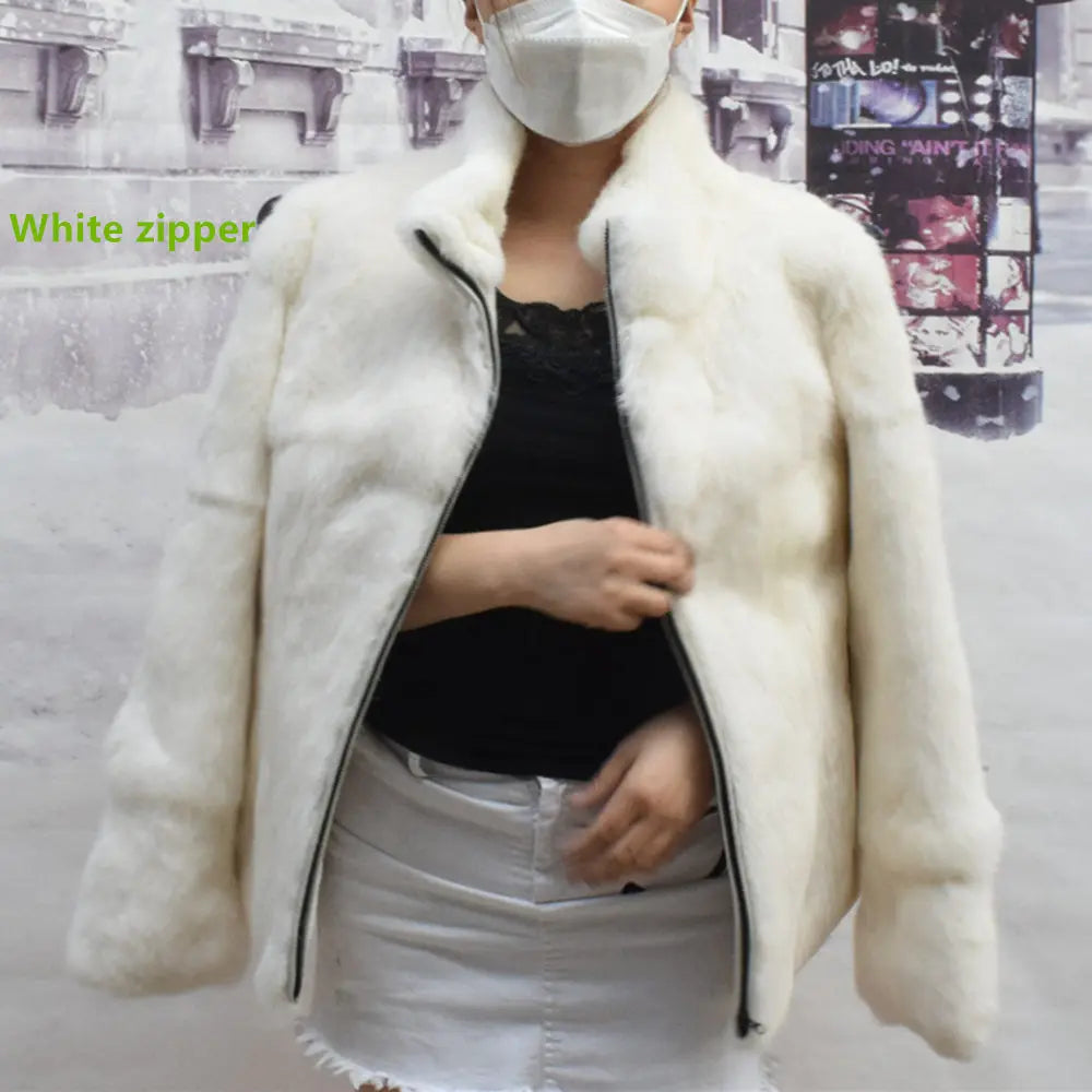 Fancy Rani Natural Rabbit Fur Coat Women Winter Jacket Real Leather And Fur Wome - View 14