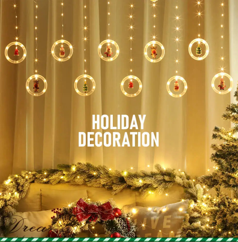 Christmas Led Decorative Lights Strip Star Curtain Lights Christmas Tr - Alternative Angle