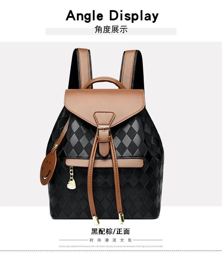 Women Backpack Soft Pu Leather Black Casual Multifunctional College Bag Capacity - View 7