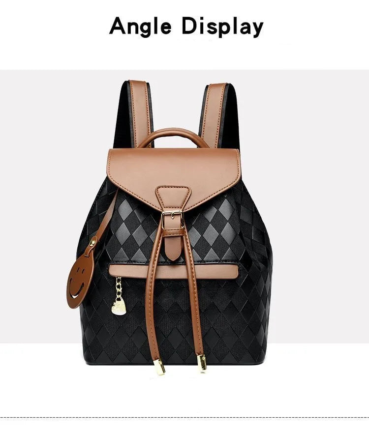 Women Backpack Soft Pu Leather Black Casual Multifunctional College Bag Capacity - View 5
