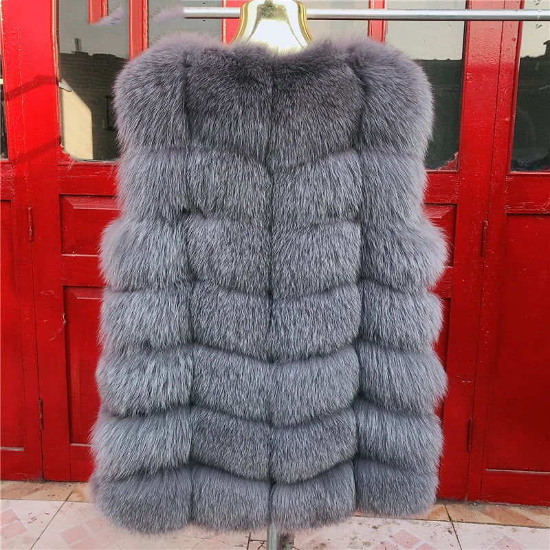Natural fox fur vest ladies winter autumn coat warm vest made of natural fur wom - View 63