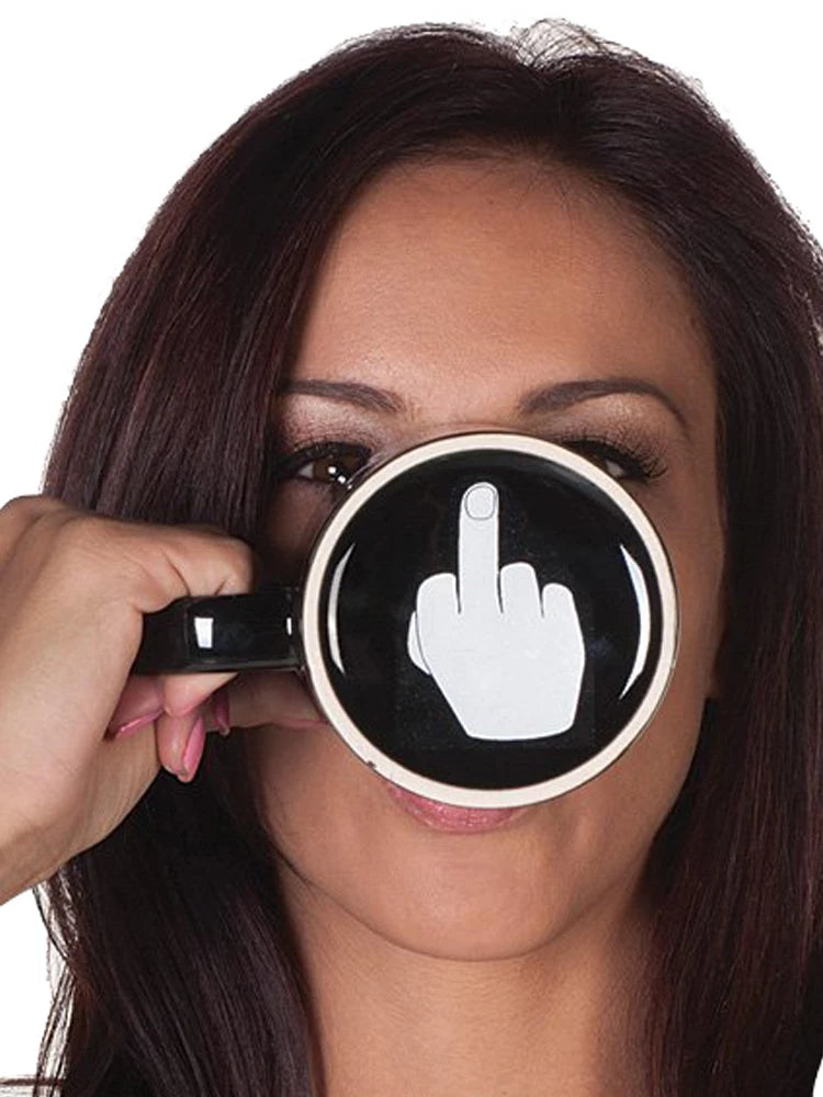 Drop shipping!Ceramic Middle Finger Coffee Cups Personality Office Gifts Have A - Back View