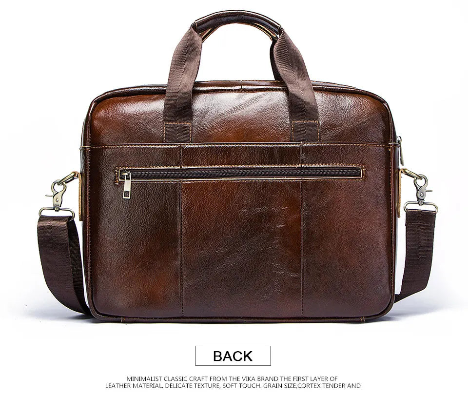 Genuine Leahther Men Briefcase Portable Office Handbag for L...