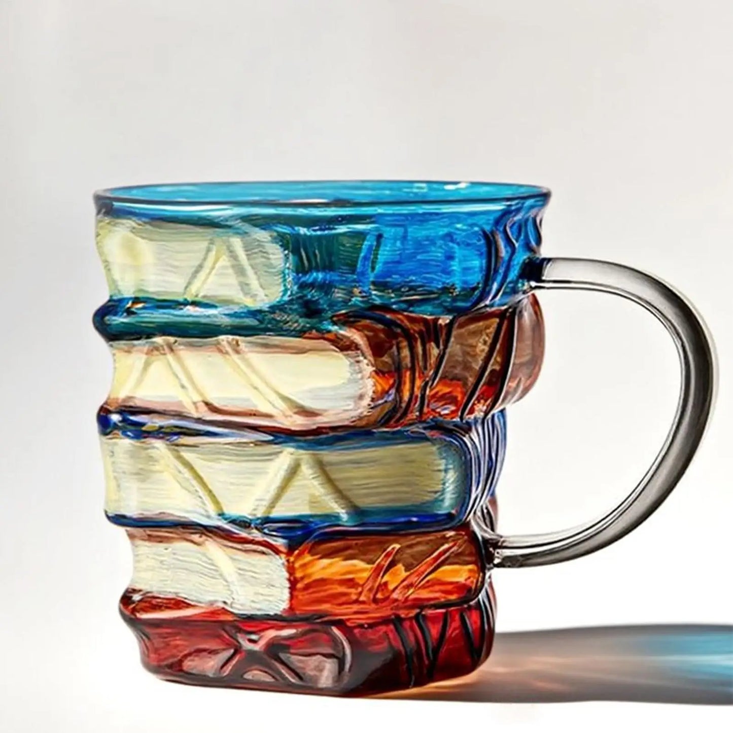 3D Painted Book Mug 350ml Colored Glass Drinking Cups Uni... - Lifestyle Image