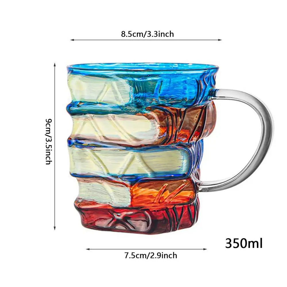 3D Painted Book Mug 350ml Colored Glass Drinking Cups Uni... - Additional View 3