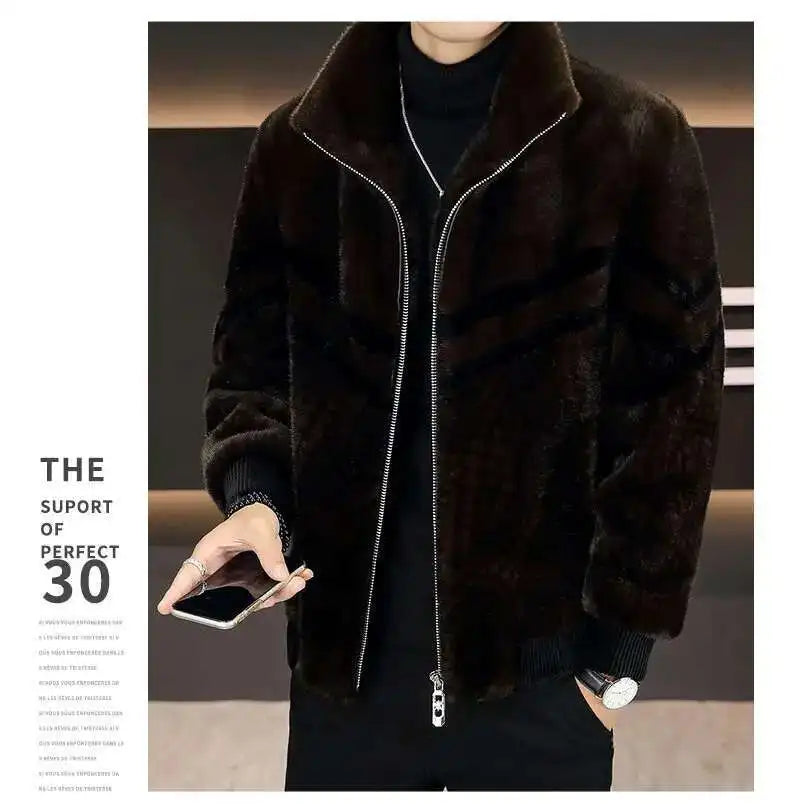 High Quality Gold Mink Fur Thick Woolen Fur Jacket Jaqueta De Couro Masculina Wi - View 10